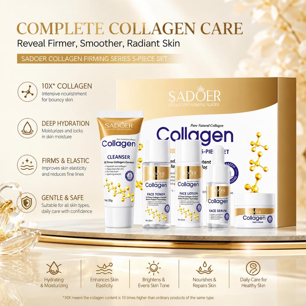 Collagen 5Pcs Skin Care Set Fi - Luxury Skincare Wholesale recension och pris
